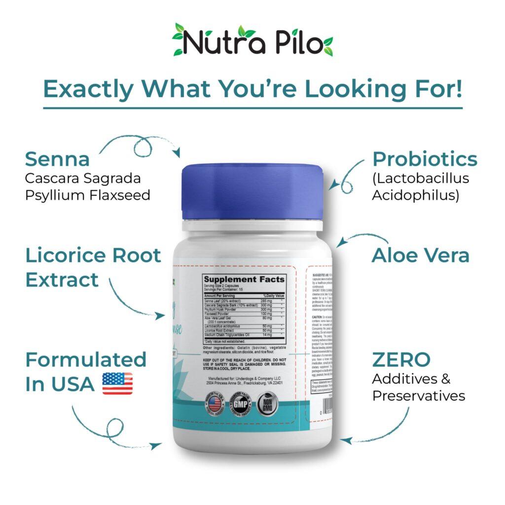 Nutra Pilo 15-Day Gut Cleanse supplement bottle for digestive support, highlighting the benefits of Nutra Pilo
